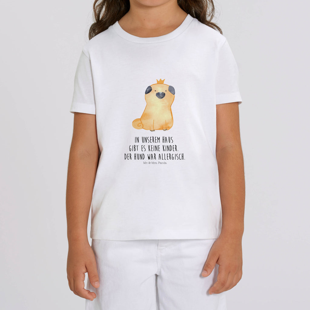 Organic Kinder T-Shirt Mops Krone Kinder T-Shirt, Kinder T-Shirt Mädchen, Kinder T-Shirt Jungen, Hund, Hundemotiv, Haustier, Hunderasse, Tierliebhaber, Hundebesitzer, Sprüche, Mops, allergisch, kinderlos, Hausregel, Hundebesitzer. Spruch, lustig