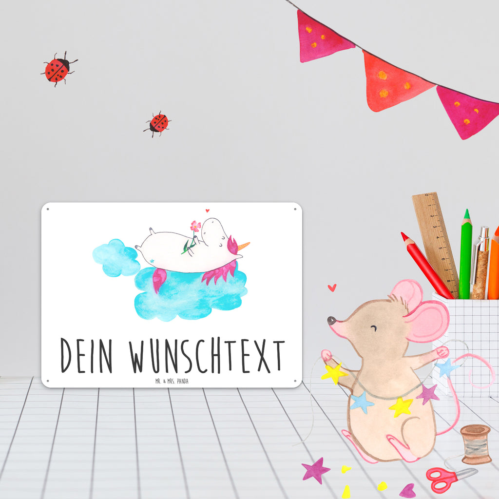 Personalisiertes Blechschild Einhorn Verliebt Blechschild, Metallschild, Geschenk Schild, Schild, Magnet-Metall-Schild, Deko Schild, Wandschild, Wand-Dekoration, Türschild, Einhorn, Einhörner, Einhorn Deko, Pegasus, Unicorn, verliebt, Liebe, Liebesbeweis, Freundin, Wolke