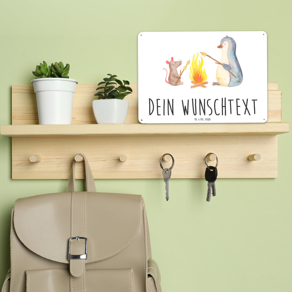 Personalisiertes Blechschild Pinguin Lagerfeuer Blechschild, Metallschild, Geschenk Schild, Schild, Magnet-Metall-Schild, Deko Schild, Wandschild, Wand-Dekoration, Türschild, Pinguin, Maus, Pinguine, Lagerfeuer, Leben, Arbeit, Job, Motivation, Büro, Büroalltag, Lebensspruch, Lebensmotivation, Neustart, Liebe, grillen, Feuer, Marshmallows