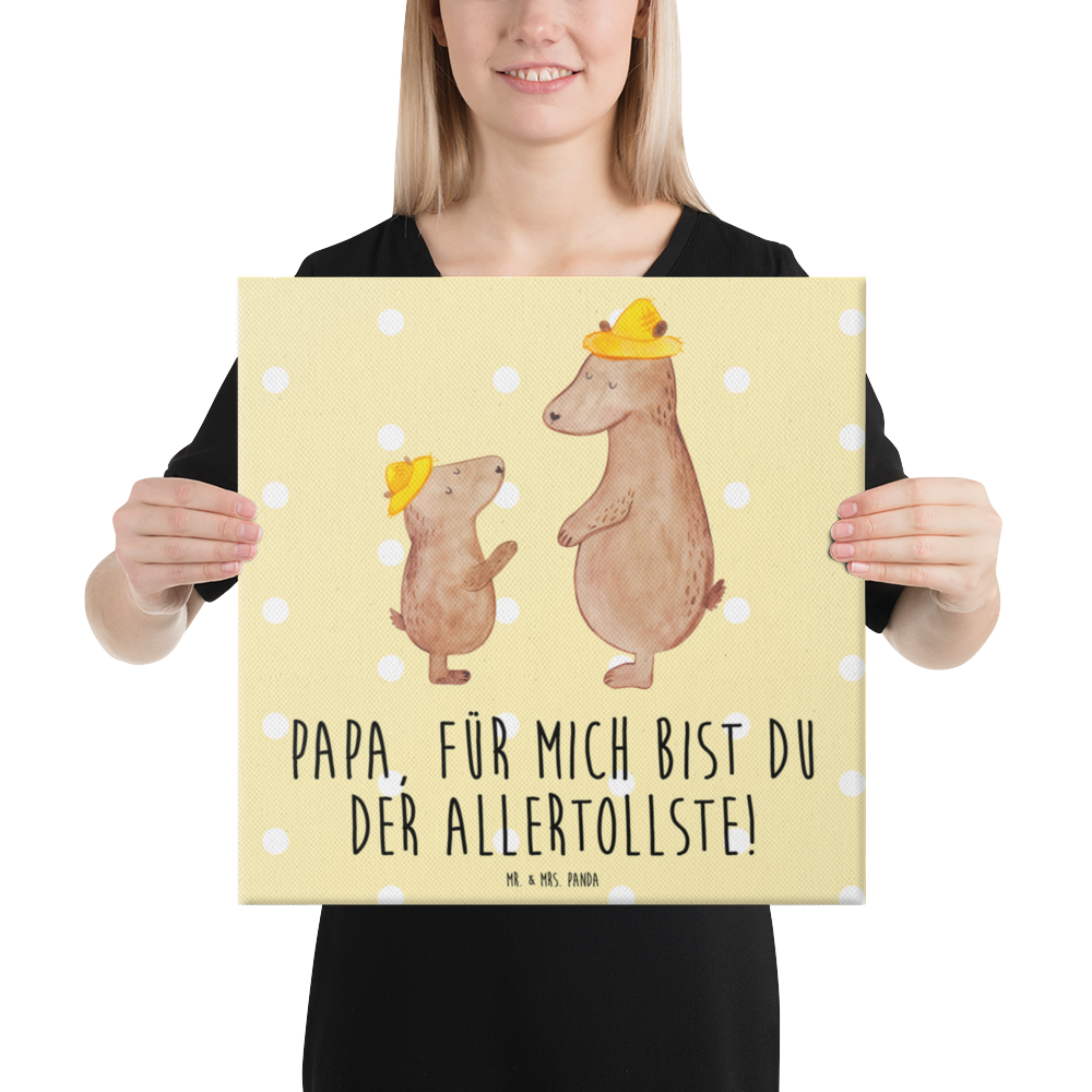 Leinwand Bild Bären mit Hut Leinwand, Bild, Kunstdruck, Wanddeko, Dekoration, Familie, Vatertag, Muttertag, Bruder, Schwester, Mama, Papa, Oma, Opa, Bär, Bären, Vater, Papi, Paps, Dad, Daddy, Lieblingsmensch, Sohn, Söhne, Kind, Kinder, Vater-Sohn, Family, Vorbild