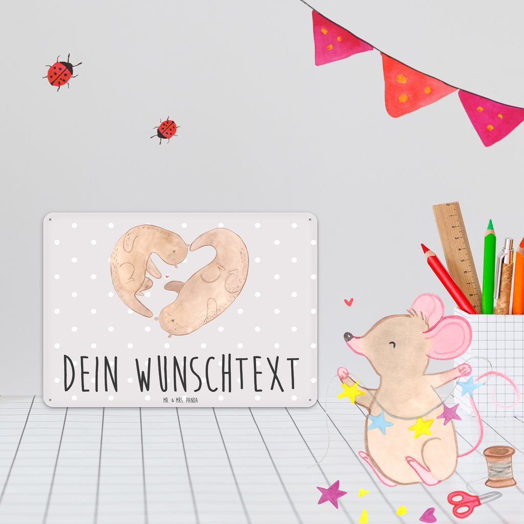 Personalisiertes Blechschild Otter Herz Blechschild, Metallschild, Geschenk Schild, Schild, Magnet-Metall-Schild, Deko Schild, Wandschild, Wand-Dekoration, Türschild, Otter, Fischotter, Seeotter, Liebe, Herz, Liebesbeweis, Liebesgeschenk, Bessere Hälfte, Love you, Jahrestag, Hochzeitstag, Verlobung, gemeinsames Leben