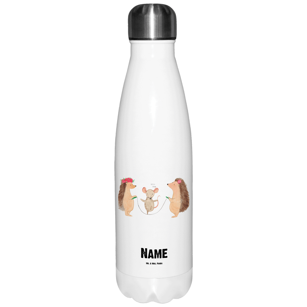 Personalisierte Thermosflasche Igel Seilhüpfen Personalisierte Isolierflasche, Personalisierte Thermoflasche, Personalisierte Trinkflasche, Trinkflasche Mit Namen, Wunschname, Bedrucken, Namensflasche, Tiermotive, Gute Laune, lustige Sprüche, Tiere, Igel, Maus, Seilspringen, Seilhüpfen, Kinder, Kindergarten