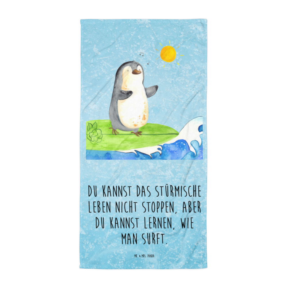 XL Badehandtuch Pinguin Surfer Handtuch, Badetuch, Duschtuch, Strandtuch, Saunatuch, Pinguin, Pinguine, surfen, Surfer, Hawaii, Urlaub, Wellen, Wellen reiten, Portugal