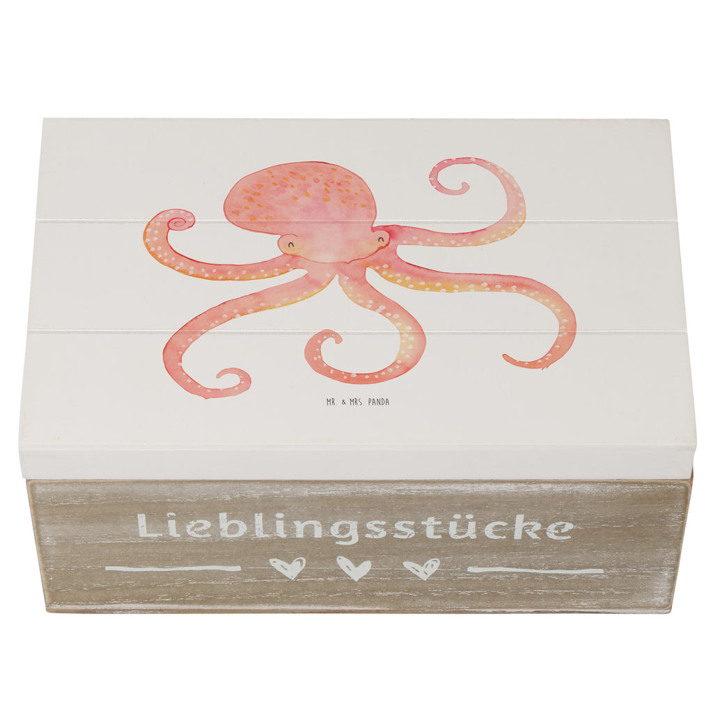 Holzkiste Tintenfisch Holzkiste, Kiste, Schatzkiste, Truhe, Schatulle, XXL, Erinnerungsbox, Erinnerungskiste, Dekokiste, Aufbewahrungsbox, Geschenkbox, Geschenkdose, Tiermotive, Gute Laune, lustige Sprüche, Tiere, Meer, Meerestier, Krake, Tintenfisch, Arme, Wasser, Ozean