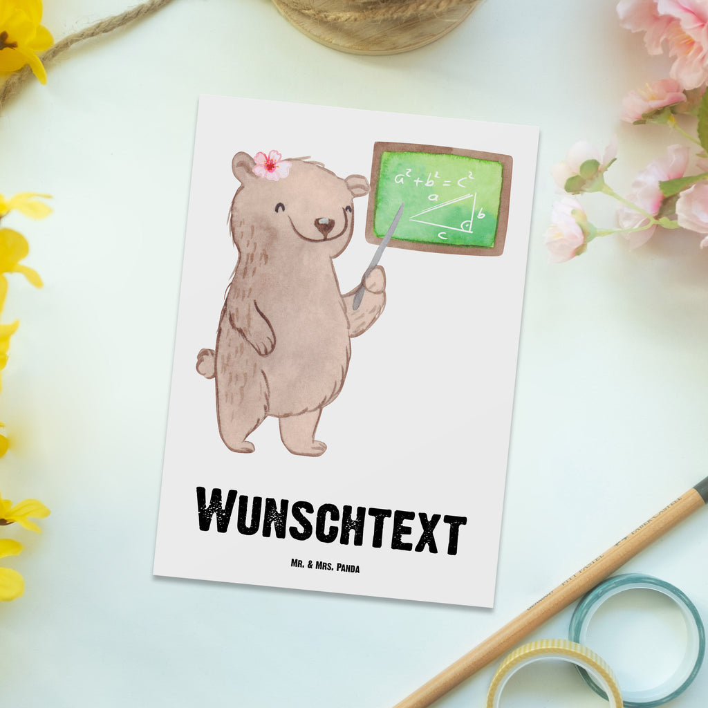 Personalisierte Postkarte Mathematiklehrerin mit Herz Postkarte mit Namen, Postkarte bedrucken, Postkarte mit Wunschtext, Postkarte personalisierbar, Geschenkkarte mit Namen, Grußkarte mit Namen, Karte mit Namen, Einladung mit Namen, Ansichtskarte mit Namen, Geschenkkarte mit Wunschtext, Grußkarte mit Wunschtext, Karte mit Wunschtext, Einladung mit Wunschtext, Ansichtskarte mit Wunschtext, Beruf, Ausbildung, Jubiläum, Abschied, Rente, Kollege, Kollegin, Geschenk, Schenken, Arbeitskollege, Mitarbeiter, Firma, Danke, Dankeschön, Mathematiklehrerin, Lehramtstudent, Referendariat, Mathelehrerin, Matheunterricht, Mathe, Lehrer