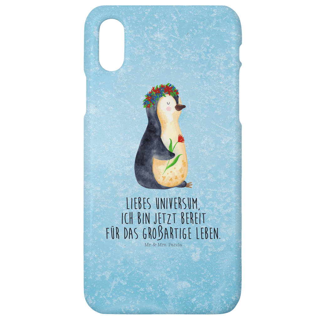 Handyhülle Pinguin Blumen Handyhülle, Handycover, Cover, Handy, Hülle, Iphone 10, Iphone X, Pinguin, Pinguine, Blumenkranz, Universum, Leben, Wünsche, Ziele, Lebensziele, Motivation, Lebenslust, Liebeskummer, Geschenkidee