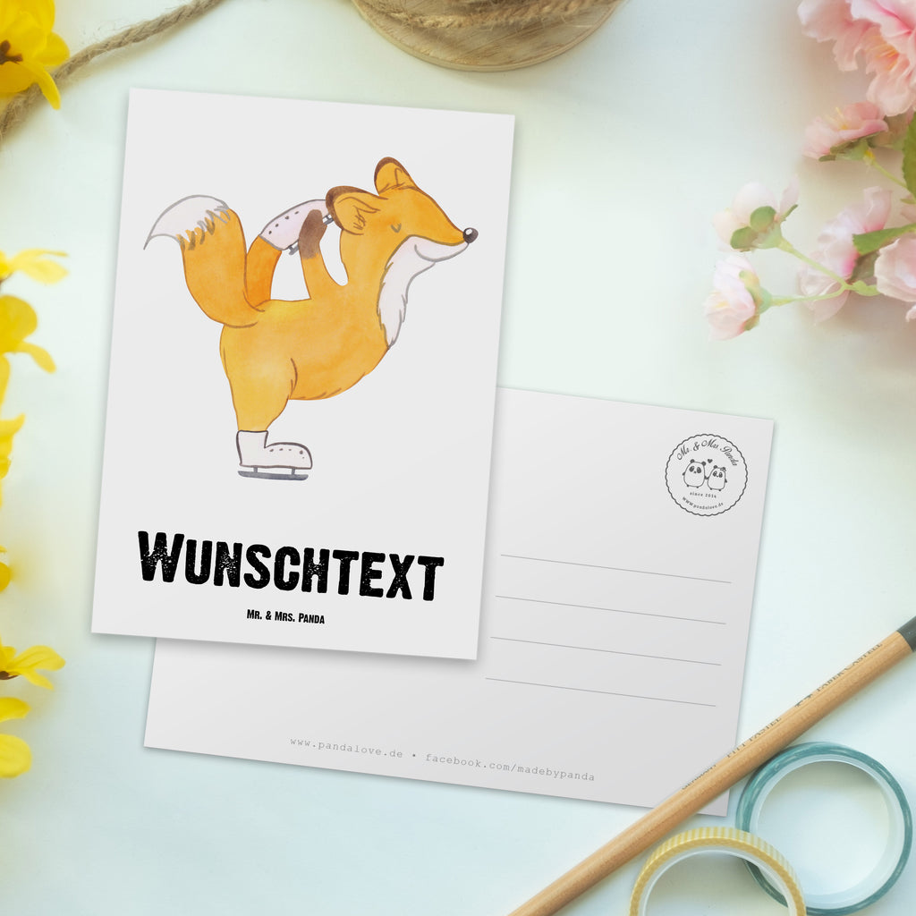 Personalisierte Postkarte Fuchs Eiskunstläufer Postkarte mit Namen, Postkarte bedrucken, Postkarte mit Wunschtext, Postkarte personalisierbar, Geschenkkarte mit Namen, Grußkarte mit Namen, Karte mit Namen, Einladung mit Namen, Ansichtskarte mit Namen, Geschenkkarte mit Wunschtext, Grußkarte mit Wunschtext, Karte mit Wunschtext, Einladung mit Wunschtext, Ansichtskarte mit Wunschtext, Geschenk, Sport, Sportart, Hobby, Schenken, Danke, Dankeschön, Auszeichnung, Gewinn, Sportler, Eiskunstläufer, Eiskunstläuferin, Eiskunst