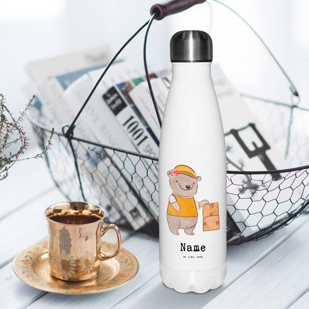 Personalisierte Thermosflasche Lieferdienstmitarbeiterin mit Herz Personalisierte Isolierflasche, Personalisierte Thermoflasche, Personalisierte Trinkflasche, Trinkflasche Mit Namen, Wunschname, Bedrucken, Namensflasche, Beruf, Ausbildung, Jubiläum, Abschied, Rente, Kollege, Kollegin, Geschenk, Schenken, Arbeitskollege, Mitarbeiter, Firma, Danke, Dankeschön, Lieferdienstmitarbeiterin, Pizzabäckerin, Pizzabotin, Pizzabringdienst, Lieferbringdienst