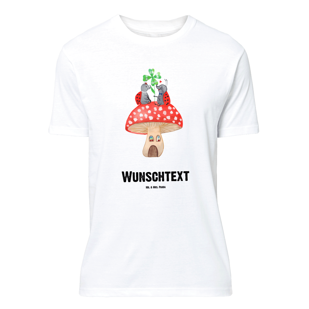 Personalisiertes T-Shirt Marienkäfer Paar Fliegenpilz T-Shirt Personalisiert, T-Shirt mit Namen, T-Shirt mit Aufruck, Männer, Frauen, Wunschtext, Bedrucken, Tiermotive, Gute Laune, lustige Sprüche, Tiere, Haus, Wohnung, zuhause, Fliegenpilz, Marienkäfer, Fleigenpilzhaus