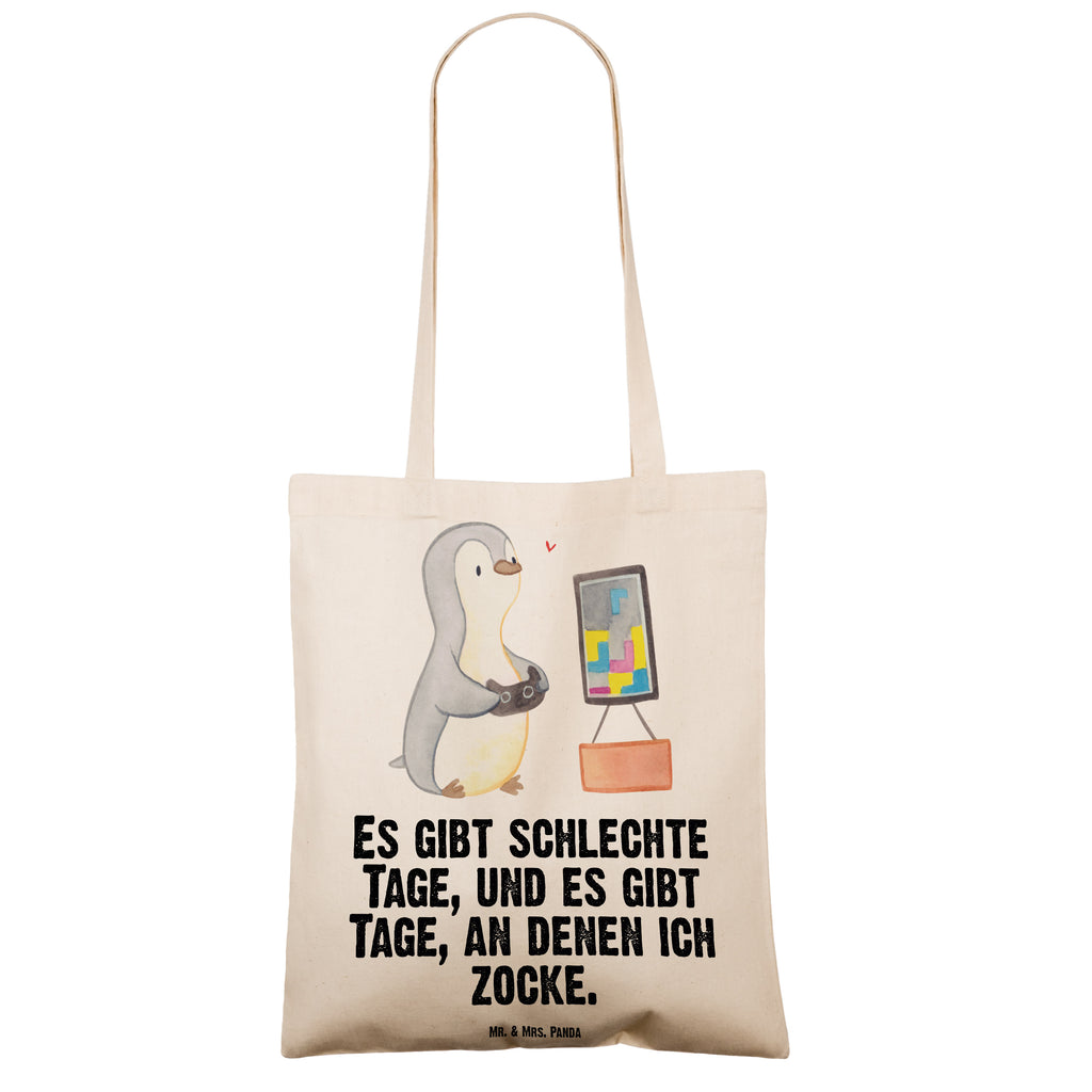 Tragetasche Pinguin Zocken Tage Beuteltasche, Beutel, Einkaufstasche, Jutebeutel, Stoffbeutel, Tasche, Shopper, Umhängetasche, Strandtasche, Schultertasche, Stofftasche, Tragetasche, Badetasche, Jutetasche, Einkaufstüte, Laptoptasche, Geschenk, Sport, Sportart, Hobby, Schenken, Danke, Dankeschön, Auszeichnung, Gewinn, Sportler, Zocken, Gaming, Videospiele, Videogames