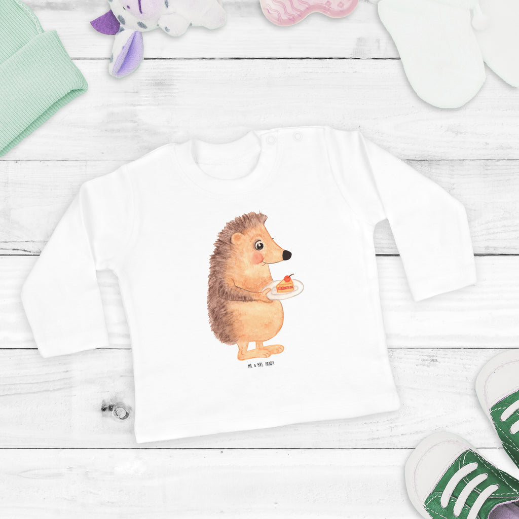 Baby Longsleeve Igel mit Kuchenstück Mädchen, Jungen, Baby, Langarm, Bio, Kleidung, Tiermotive, Gute Laune, lustige Sprüche, Tiere, Igel, Essen Spruch, Kuchen, Backen Geschenk, Kuchen backen, Einladung Party, Geburtstagskuchen, Torte