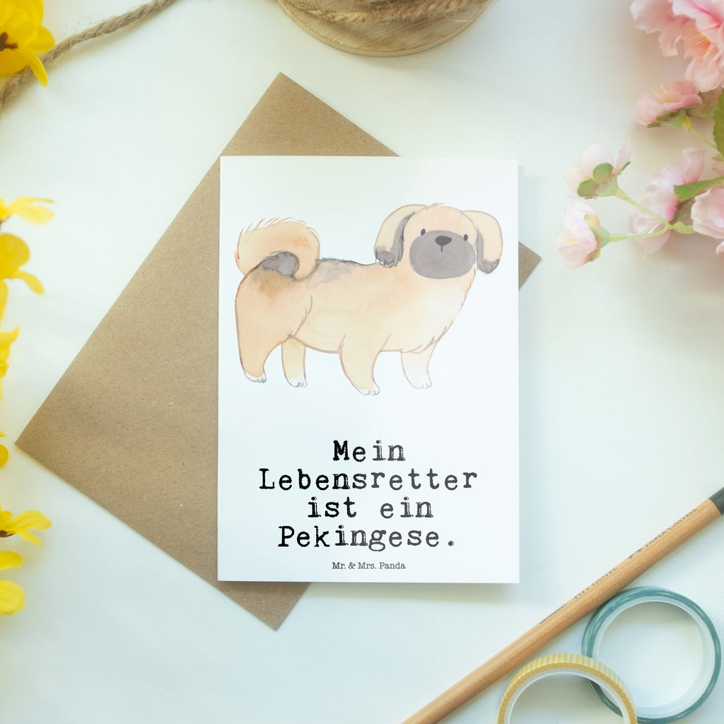 Grußkarte Pekingese Lebensretter Grußkarte, Klappkarte, Einladungskarte, Glückwunschkarte, Hochzeitskarte, Geburtstagskarte, Karte, Ansichtskarten, Hund, Hunderasse, Rassehund, Hundebesitzer, Geschenk, Tierfreund, Schenken, Welpe, Pekingese, Pekinese, Peking-Palasthund