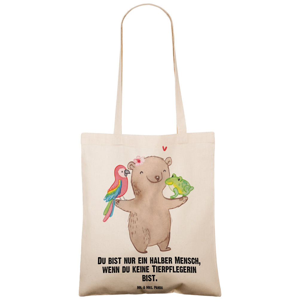 Tragetasche Tierpflegerin mit Herz Beuteltasche, Beutel, Einkaufstasche, Jutebeutel, Stoffbeutel, Tasche, Shopper, Umhängetasche, Strandtasche, Schultertasche, Stofftasche, Tragetasche, Badetasche, Jutetasche, Einkaufstüte, Laptoptasche, Beruf, Ausbildung, Jubiläum, Abschied, Rente, Kollege, Kollegin, Geschenk, Schenken, Arbeitskollege, Mitarbeiter, Firma, Danke, Dankeschön