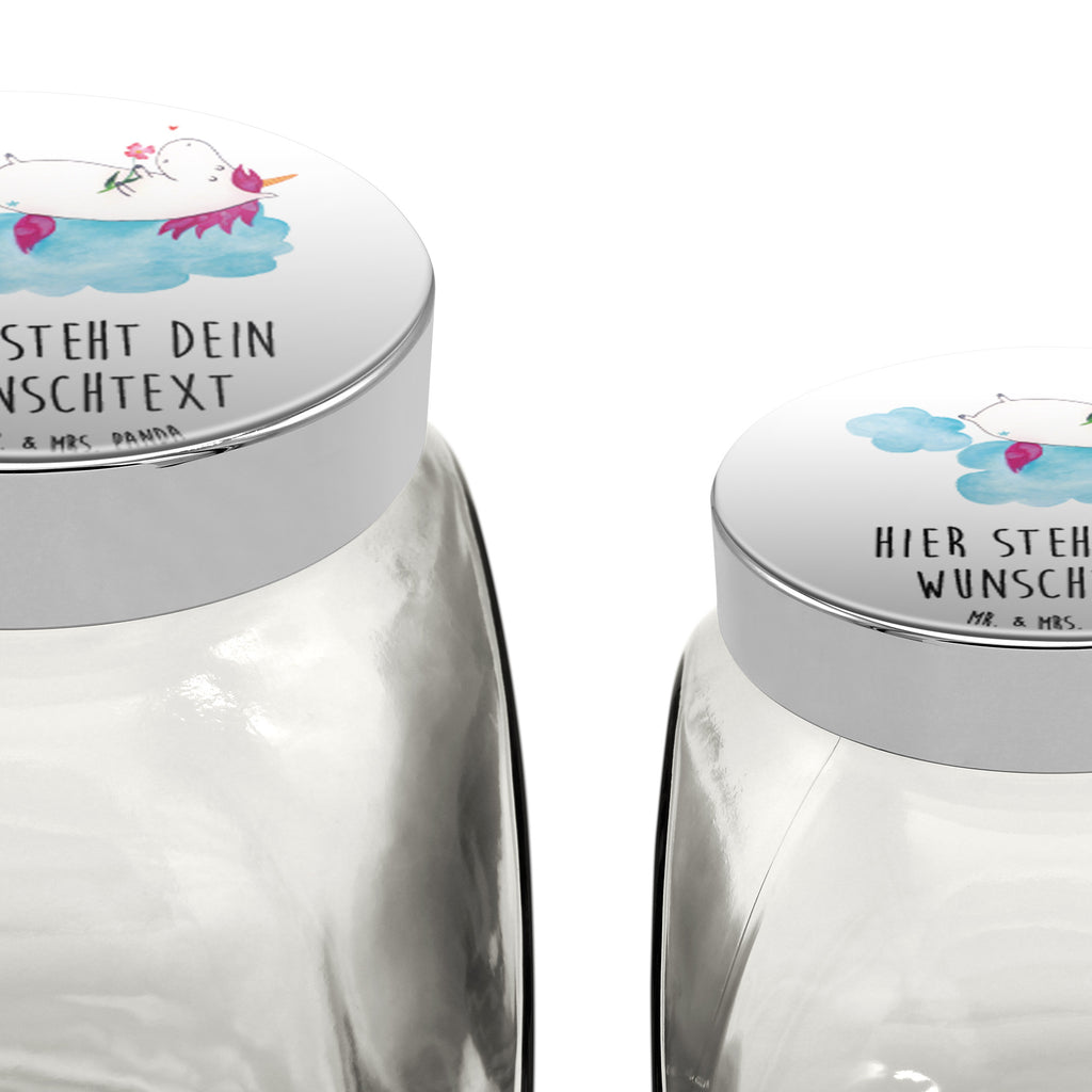 Personalisiertes Bonbonglas Einhorn verliebt auf Wolke Vorratsdose, Vorratsbehälter, Süßigkeitenglas, Süßigkeitendose, Kaffeedose, Müslidose, Teedose, Keksbehälter, Keksedose, Glasdose, Glasbälter, Vorratsglas, Küchenbehälter, Aufbewahrungsdose, Aufbewahungsglas, Gewürzdose, Küchenorganizer, Snackdose, Einhorn, Einhörner, Einhorn Deko, Pegasus, Unicorn, verliebt, Liebe, Liebesbeweis, Freundin, Wolke