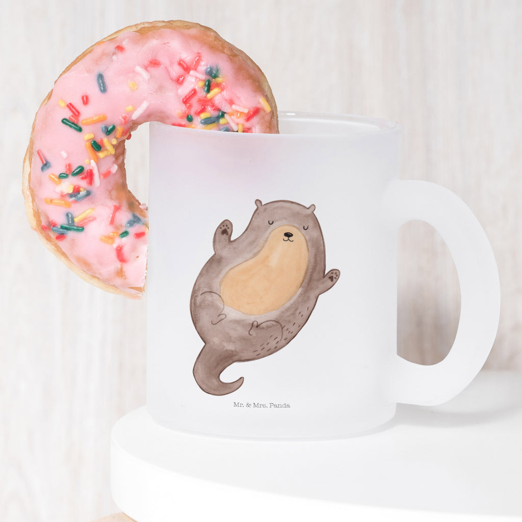 Teetasse Otter Umarmen Teetasse, Teeglas, Teebecher, Tasse mit Henkel, Tasse, Glas Teetasse, Teetasse aus Glas, Otter, Fischotter, Seeotter, Otter Seeotter See Otter