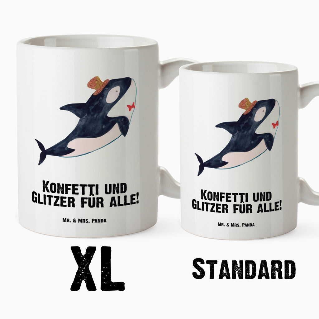 XL Tasse Orca Zylinder XL Tasse, Große Tasse, Grosse Kaffeetasse, XL Becher, XL Teetasse, spülmaschinenfest, Jumbo Tasse, Groß, Meerestiere, Meer, Urlaub, Narwal, Glitter, Konfetti, Glitzer, Geburtstag, Feier, Fete, Fest, Glückwunsch, Orca