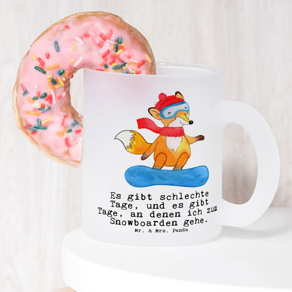 Teetasse Fuchs Snowboarden Tage Teetasse, Teeglas, Teebecher, Tasse mit Henkel, Tasse, Glas Teetasse, Teetasse aus Glas, Geschenk, Sport, Sportart, Hobby, Schenken, Danke, Dankeschön, Auszeichnung, Gewinn, Sportler, Snowboard, snowboarden, Wintersport, Snowboardschule, Winterurlaub