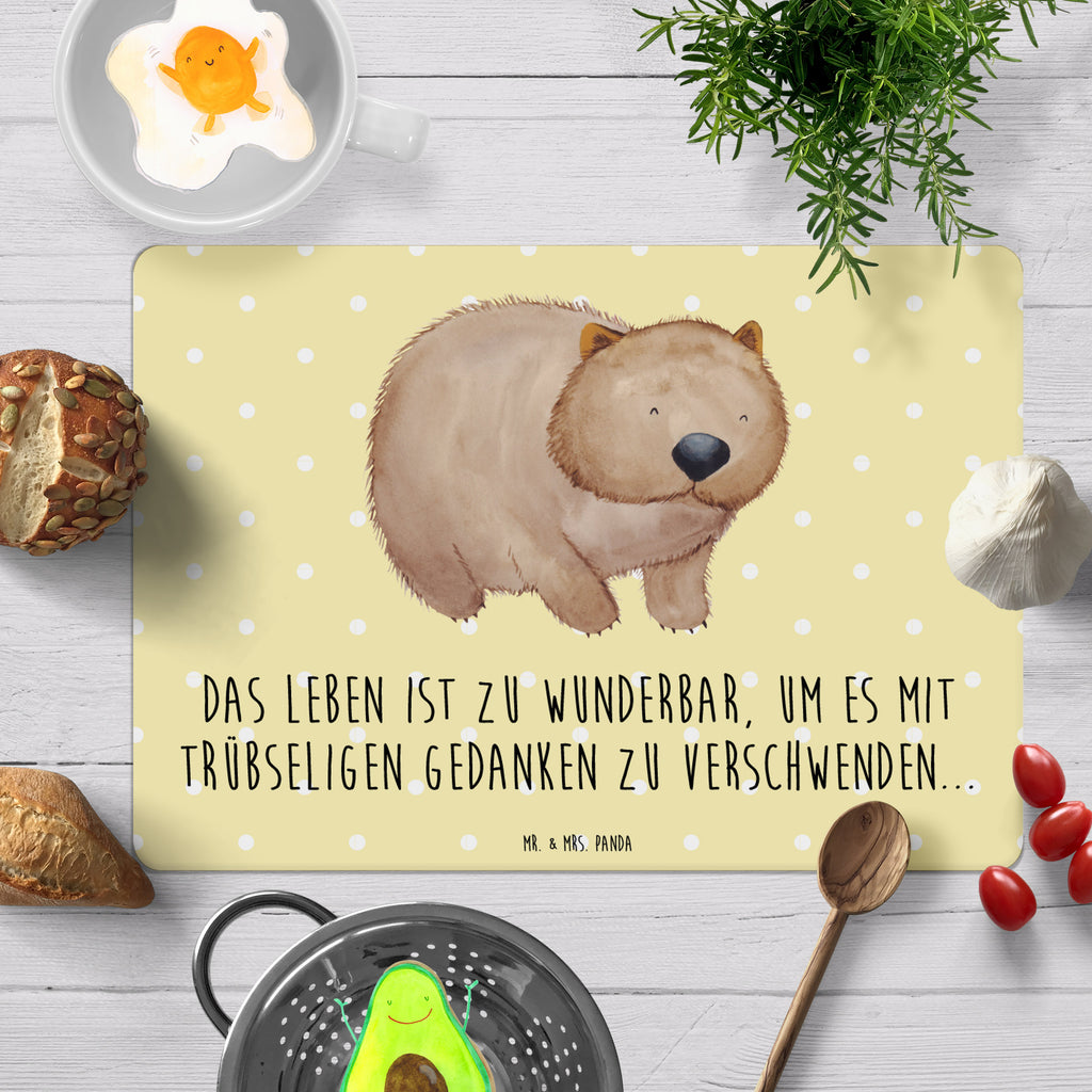 Tischset Wombat Tischset, Tischuntersetzer, Platzset, Tischsets abwaschbar, Tischunterlage, Tiermotive, Gute Laune, lustige Sprüche, Tiere, Wombat, Das Leben ist schön, Motivation, Spruch, Australien