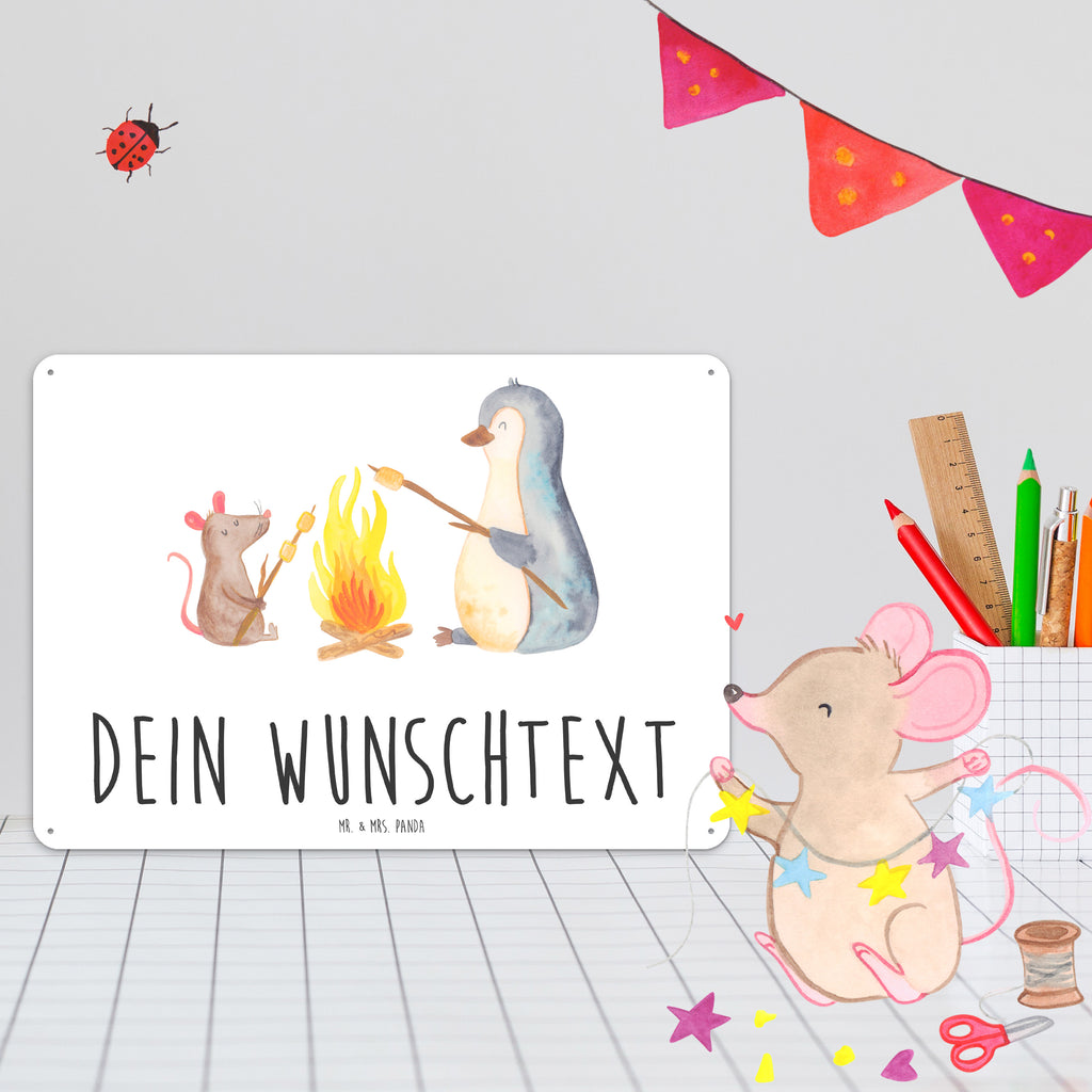 Personalisiertes Blechschild Pinguin Lagerfeuer Blechschild, Metallschild, Geschenk Schild, Schild, Magnet-Metall-Schild, Deko Schild, Wandschild, Wand-Dekoration, Türschild, Pinguin, Maus, Pinguine, Lagerfeuer, Leben, Arbeit, Job, Motivation, Büro, Büroalltag, Lebensspruch, Lebensmotivation, Neustart, Liebe, grillen, Feuer, Marshmallows