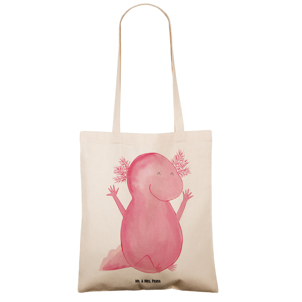 Tragetasche Axolotl Hurra Beuteltasche, Beutel, Einkaufstasche, Jutebeutel, Stoffbeutel, Tasche, Shopper, Umhängetasche, Strandtasche, Schultertasche, Stofftasche, Tragetasche, Badetasche, Jutetasche, Einkaufstüte, Laptoptasche, Axolotl, Molch, Axolot, Schwanzlurch, Lurch, Lurche, fröhlich, Spaß, Freude, Motivation, Zufriedenheit