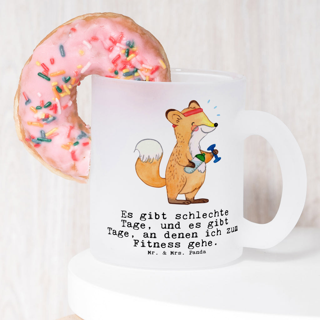 Teetasse Fuchs Fitness Tage Teetasse, Teeglas, Teebecher, Tasse mit Henkel, Tasse, Glas Teetasse, Teetasse aus Glas, Geschenk, Sport, Sportart, Hobby, Schenken, Danke, Dankeschön, Auszeichnung, Gewinn, Sportler, Fitness, Sport treiben, Fitnessstudio, Sportclub, Kraftsport