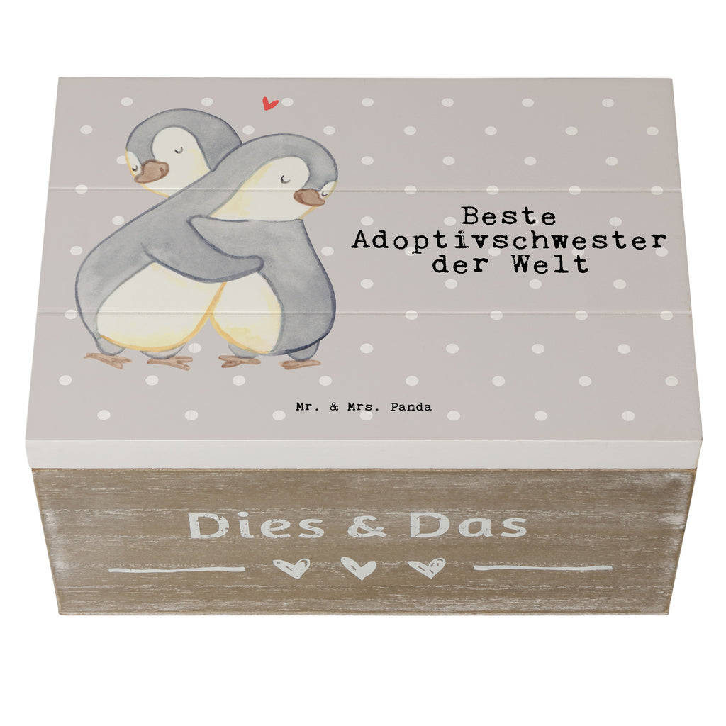 Holzkiste Pinguin Beste Adoptivschwester der Welt Holzkiste, Kiste, Schatzkiste, Truhe, Schatulle, XXL, Erinnerungsbox, Erinnerungskiste, Dekokiste, Aufbewahrungsbox, Geschenkbox, Geschenkdose, für, Dankeschön, Geschenk, Schenken, Geburtstag, Geburtstagsgeschenk, Geschenkidee, Danke, Bedanken, Mitbringsel, Freude machen, Geschenktipp, Adoptivschwester, Adoptiv, adoptiert, Schwester, Geschwister, Schwesterherz, Sister, Familie, Kleinigkeit, Beste, Tochter