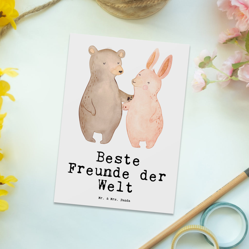 Postkarte Hase Beste Freunde der Welt Postkarte, Karte, Geschenkkarte, Grußkarte, Einladung, Ansichtskarte, Geburtstagskarte, Einladungskarte, Dankeskarte, für, Dankeschön, Geschenk, Schenken, Geburtstag, Geburtstagsgeschenk, Geschenkidee, Danke, Bedanken, Mitbringsel, Freude machen, Geschenktipp, Freunde, best friends, Freundschaft, Freundin, Freund, Clique, Kumpel, bae, bff