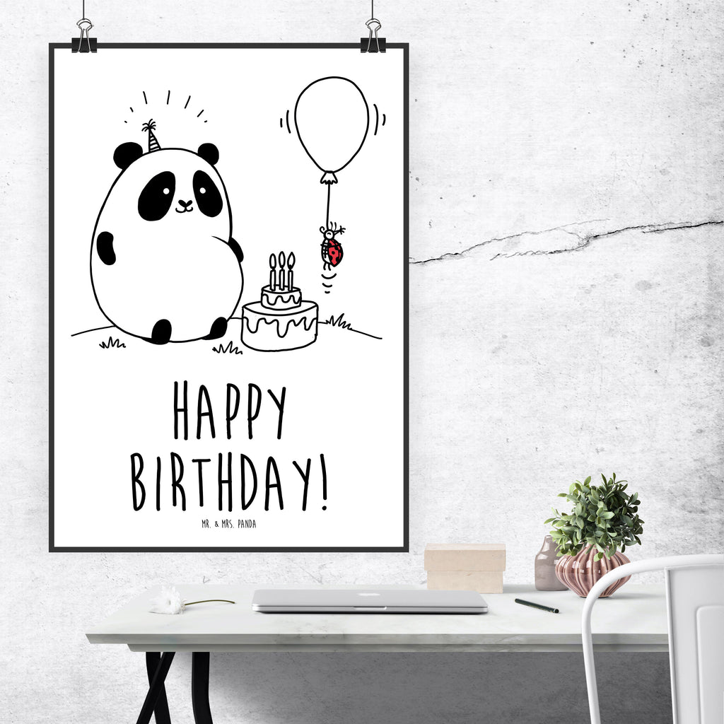 Poster Panda Geburtstag Poster, Wandposter, Bild, Wanddeko, Küchenposter, Kinderposter, Wanddeko Bild, Raumdekoration, Wanddekoration, Handgemaltes Poster, Mr. & Mrs. Panda Poster, Designposter, Kunstdruck, Posterdruck