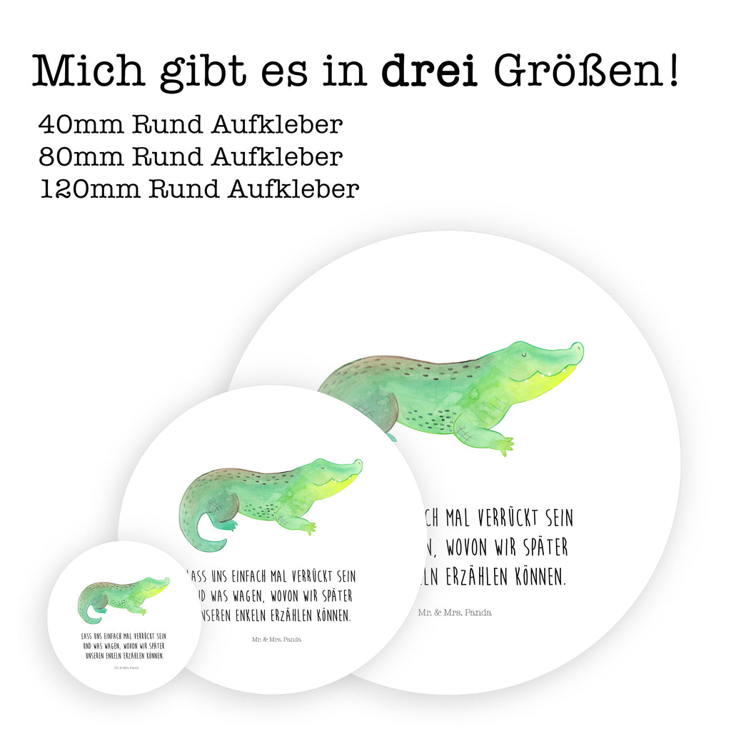 Rund Aufkleber Krokodil Sticker, Aufkleber, Etikett, Kinder, rund, Meerestiere, Meer, Urlaub, Krokodil, Krokodile, verrückt sein, spontan sein, Abenteuerlust, Reiselust, Freundin, beste Freundin, Lieblingsmensch