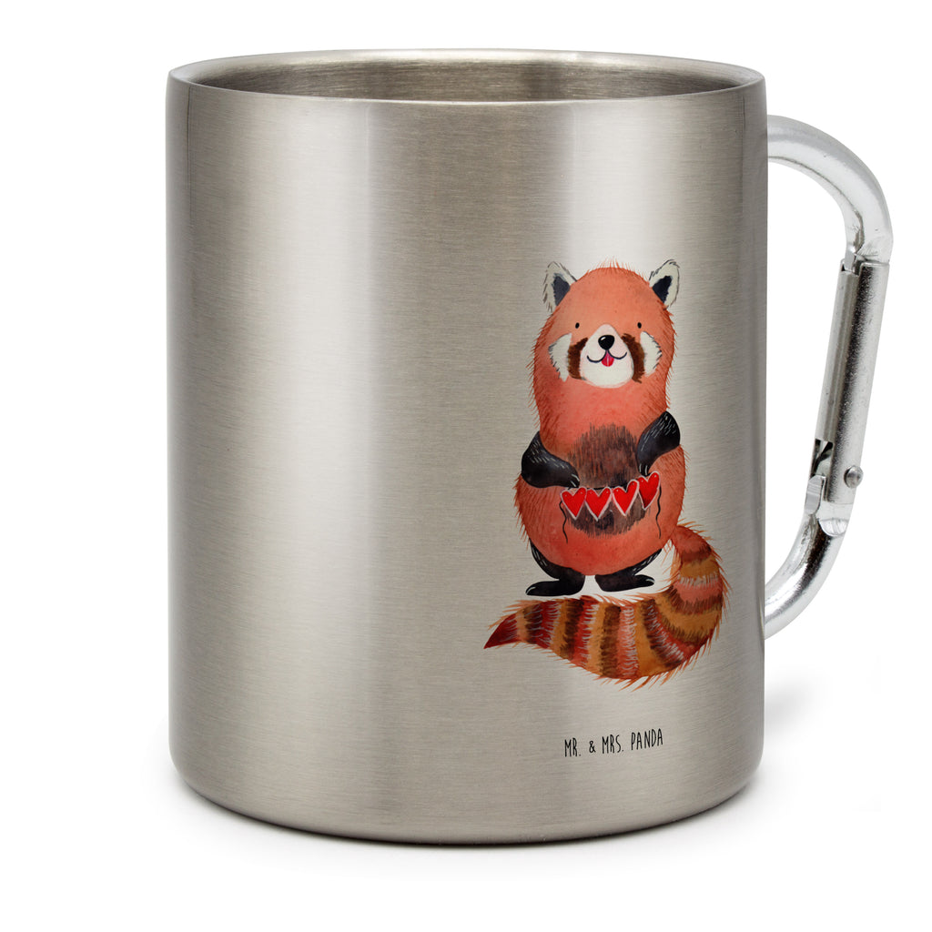 Edelstahlbecher Roter Panda Edelstahltasse, Karabiner, Edelstahlbecher, Outdoor, Camping, Tasse, Becher, Tiermotive, Gute Laune, lustige Sprüche, Tiere, Panda, Liebe, Rot, Herz, Liebling, Lieblingsmensch