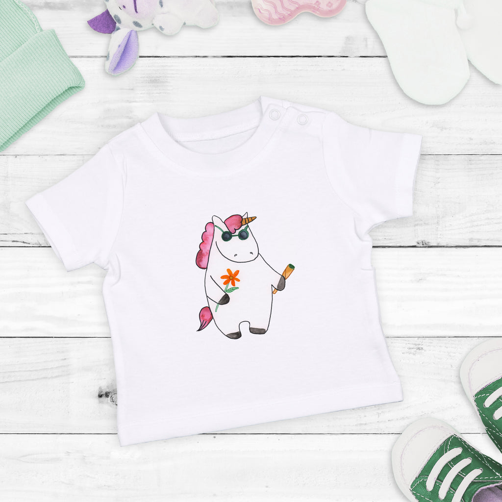 Organic Baby Shirt Einhorn Woodstock Baby T-Shirt, Jungen Baby T-Shirt, Mädchen Baby T-Shirt, Shirt, Einhorn, Einhörner, Einhorn Deko, Pegasus, Unicorn, Kiffen, Joint, Zigarette, Alkohol, Party, Spaß. lustig, witzig, Woodstock