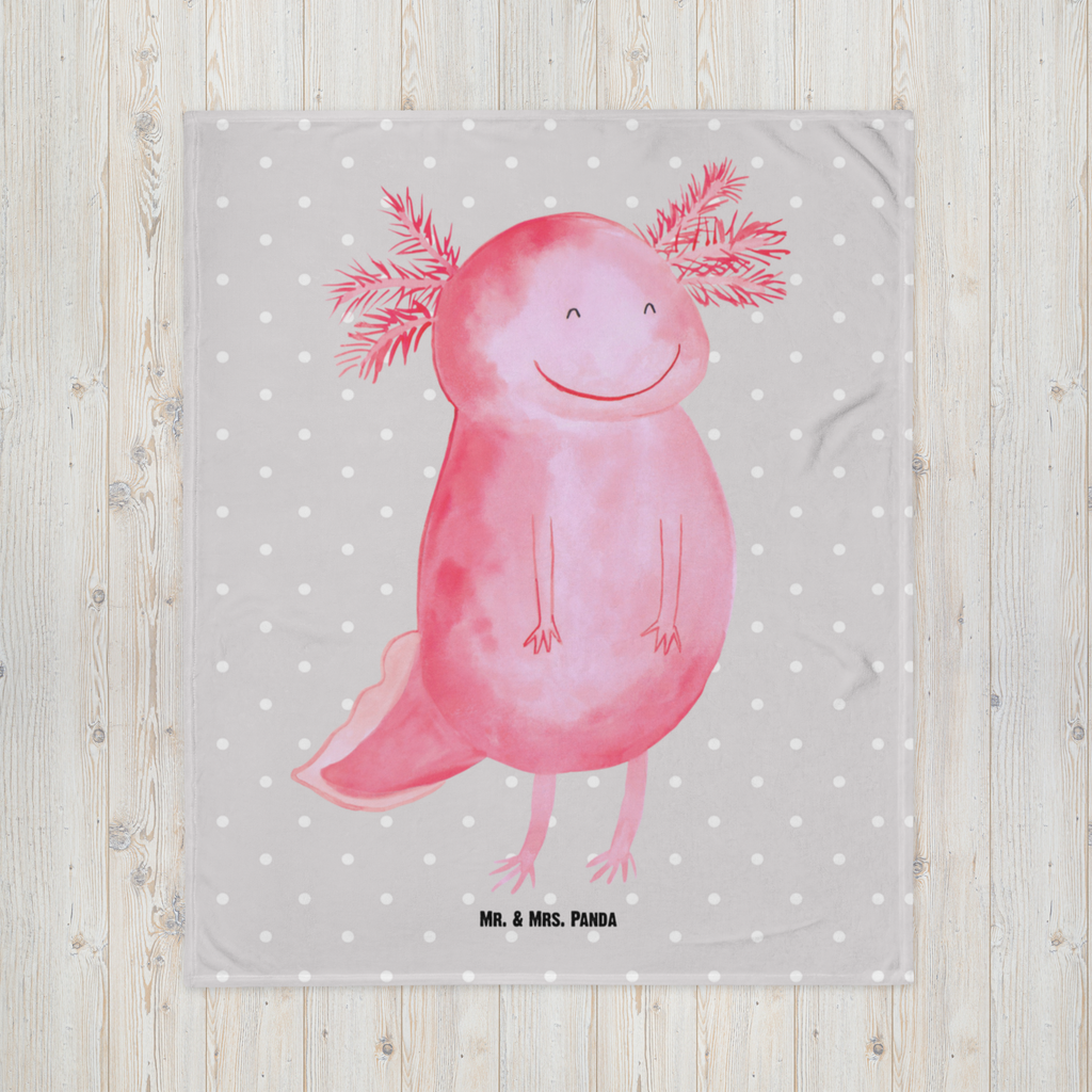 Kuscheldecke Axolotl Glücklich Decke, Wohndecke, Tagesdecke, Wolldecke, Sofadecke, Axolotl, Molch, Axolot, Schwanzlurch, Lurch, Lurche, Motivation, gute Laune