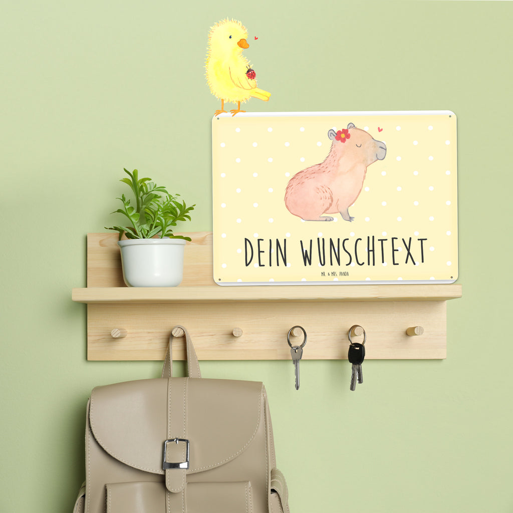 Personalisiertes Blechschild Capybara Blume Blechschild, Metallschild, Geschenk Schild, Schild, Magnet-Metall-Schild, Deko Schild, Wandschild, Wand-Dekoration, Türschild, Tiermotive, Gute Laune, lustige Sprüche, Tiere, Capybara