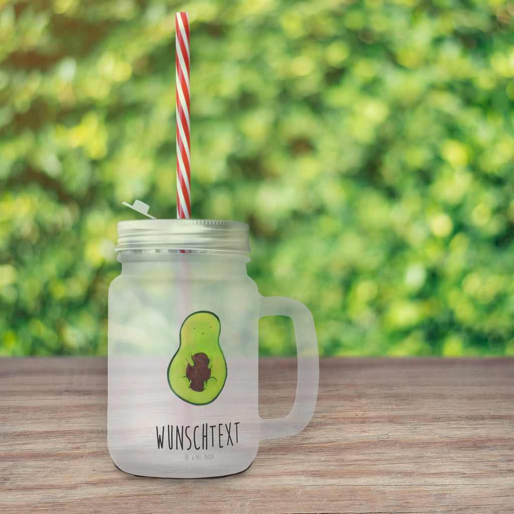 Personalisiertes Trinkglas Mason Jar Avocado mit Kern Personalisiertes Mason Jar, Personalisiertes Glas, Personalisiertes Trinkglas, Personalisiertes Henkelglas, Personalisiertes Sommerglas, Personalisiertes Einmachglas, Personalisiertes Cocktailglas, Personalisiertes Cocktail-Glas, mit Namen, Wunschtext, Wunschnamen, Mason Jar selbst bedrucken, Wunschglas mit Namen, Bedrucktes Trinkglas, Geschenk mit Namen, Avocado, Veggie, Vegan, Gesund, Avokado, Avocadokern, Kern, Pflanze, Spruch Leben