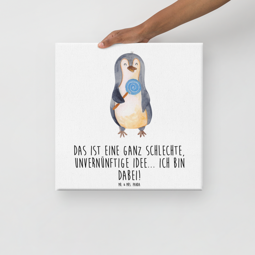 Leinwand Bild Pinguin Lolli Leinwand, Bild, Kunstdruck, Wanddeko, Dekoration, Pinguin, Pinguine, Lolli, Süßigkeiten, Blödsinn, Spruch, Rebell, Gauner, Ganove, Rabauke