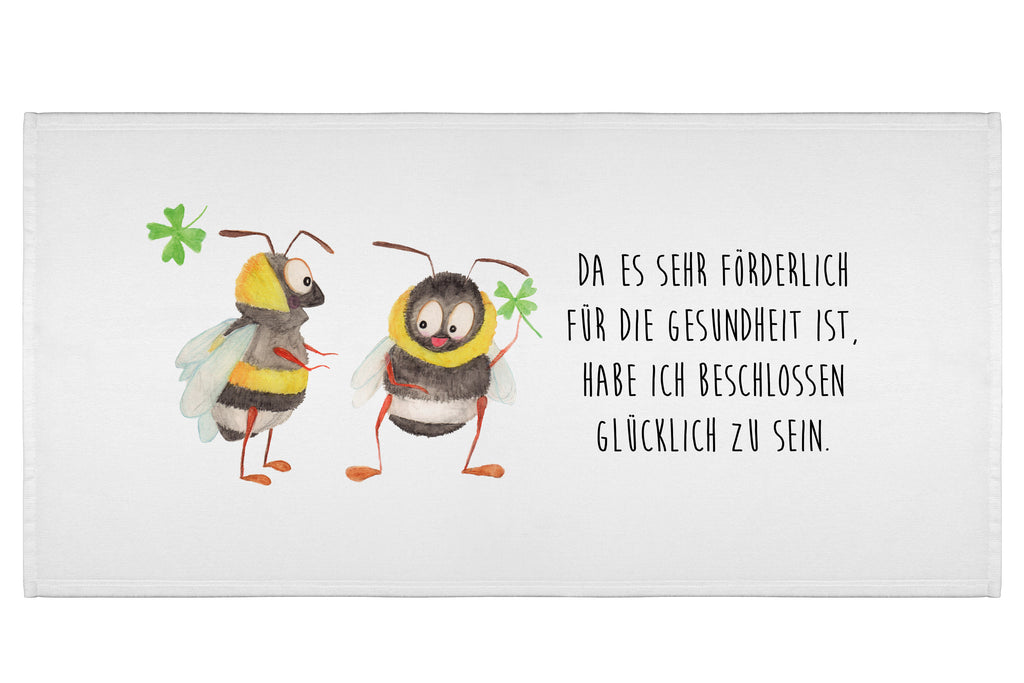 Handtuch Hummeln mit Kleeblatt Handtuch, Badehandtuch, Badezimmer, Handtücher, groß, Kinder, Baby, Tiermotive, Gute Laune, lustige Sprüche, Tiere, Hummel, Biene, Spruch positiv, Biene Deko, Spruch schön, glücklich sein, glücklich werden, Spruch fröhlich