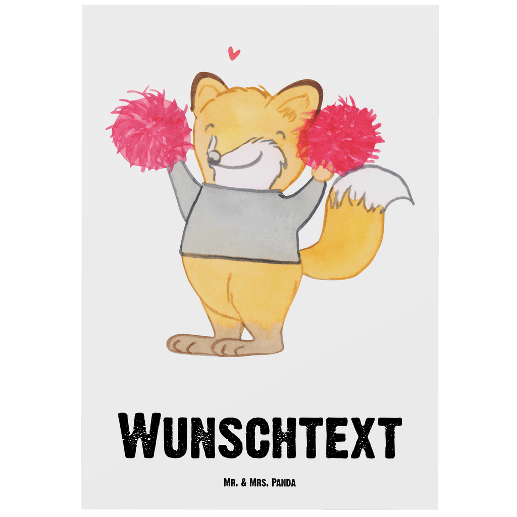 Personalisierte Postkarte Fuchs Cheerleader Postkarte mit Namen, Postkarte bedrucken, Postkarte mit Wunschtext, Postkarte personalisierbar, Geschenkkarte mit Namen, Grußkarte mit Namen, Karte mit Namen, Einladung mit Namen, Ansichtskarte mit Namen, Geschenkkarte mit Wunschtext, Grußkarte mit Wunschtext, Karte mit Wunschtext, Einladung mit Wunschtext, Ansichtskarte mit Wunschtext, Geschenk, Sport, Sportart, Hobby, Schenken, Danke, Dankeschön, Auszeichnung, Gewinn, Sportler, Cheerleader, Cheerleading, Turnen, Turn Club, Turniere