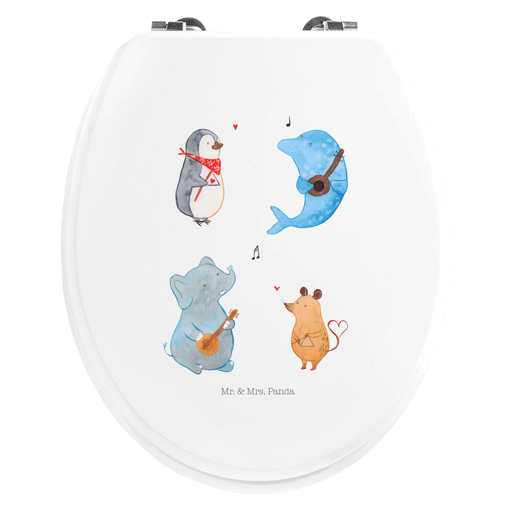 Motiv WC Sitz Big Band Klobrille, Klodeckel, Toilettendeckel, WC-Sitz, Toilette, Tiermotive, Gute Laune, lustige Sprüche, Tiere, Hund, Pinguin, Maus, Elefant, Delfin, Gitarre, Band, Triangel, Musikanten, Musik