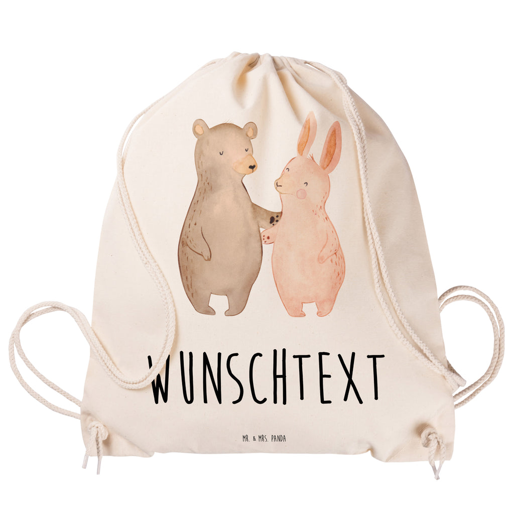 Personalisierter Sportbeutel Bär Hase Umarmen Personalisierter Sportbeutel, Personalisierter Beutel, Personalisierte Sporttasche, Personalisierter Tasche, Personalisierter Stoffbeutel, Personalisierter Sportbeutel Kinder, Sportbeutel mit Namen, Turnbeutel mit Namen, Beutel mit Namen, Sporttasche mit Namen, Tasche mit Namen, Stoffbeutel mit Namen, Sportbeutel Kinder mit Namen, Wunschtext, Wunschnamen, Personalisierbar, Personalisierung, Liebe, Partner, Freund, Freundin, Ehemann, Ehefrau, Heiraten, Verlobung, Heiratsantrag, Liebesgeschenk, Jahrestag, Hocheitstag, Freunde, bester Freund, Hase, Bär, Bärchen, best friends