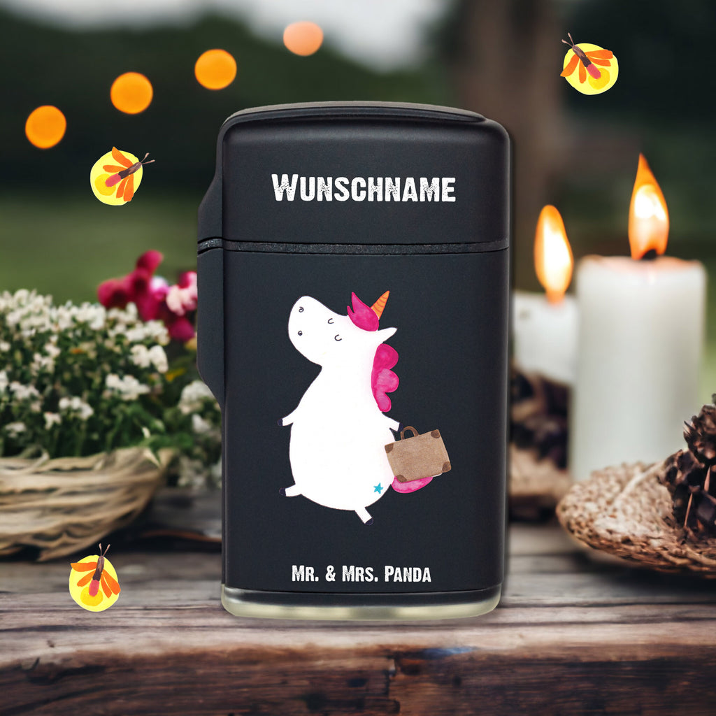 Personalisiertes Feuerzeug Einhorn Koffer Personalisiertes Feuerzeug, Personalisiertes Gas-Feuerzeug, Personalisiertes Sturmfeuerzeug, Einhorn, Einhörner, Einhorn Deko, Pegasus, Unicorn, unicorn, Koffer, Verreisen, Reise, Gepäck, Abenteuer, Erwachsen, Kind, albern, Spaß, lustig, witzig