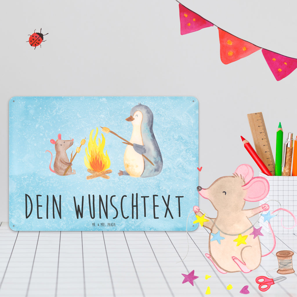 Personalisiertes Blechschild Pinguin Lagerfeuer Blechschild, Metallschild, Geschenk Schild, Schild, Magnet-Metall-Schild, Deko Schild, Wandschild, Wand-Dekoration, Türschild, Pinguin, Maus, Pinguine, Lagerfeuer, Leben, Arbeit, Job, Motivation, Büro, Büroalltag, Lebensspruch, Lebensmotivation, Neustart, Liebe, grillen, Feuer, Marshmallows