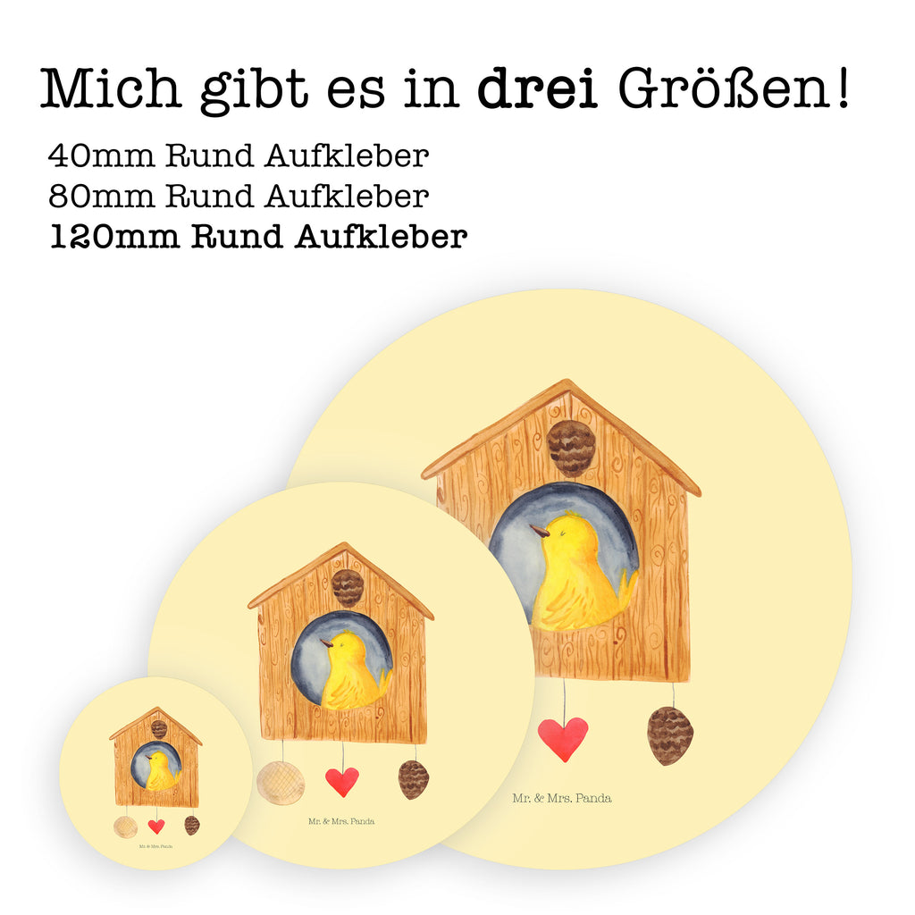 Rund Aufkleber Vogelhaus Sticker, Aufkleber, Etikett, Tiermotive, Gute Laune, lustige Sprüche, Tiere, Vogel, Vögel, Vogelhaus, Vogelhäuschen, Home sweet home, Zuhause, Nest, Eigenheim, Familie, Wohnung, Haus, unser Haus, Lieblingsort, Castle