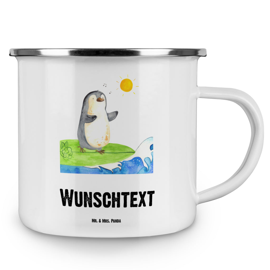 Personalisierte Emaille Tasse Pinguin Surfer Emaille Tasse personalisiert, Emaille Tasse mit Namen, Campingtasse personalisiert, Namenstasse, Campingtasse bedrucken, Campinggeschirr personalsisert, tasse mit namen, personalisierte tassen, personalisierte tasse, tasse selbst gestalten, tasse bedrucken, tassen bedrucken, Pinguin, Pinguine, surfen, Surfer, Hawaii, Urlaub, Wellen, Wellen reiten, Portugal