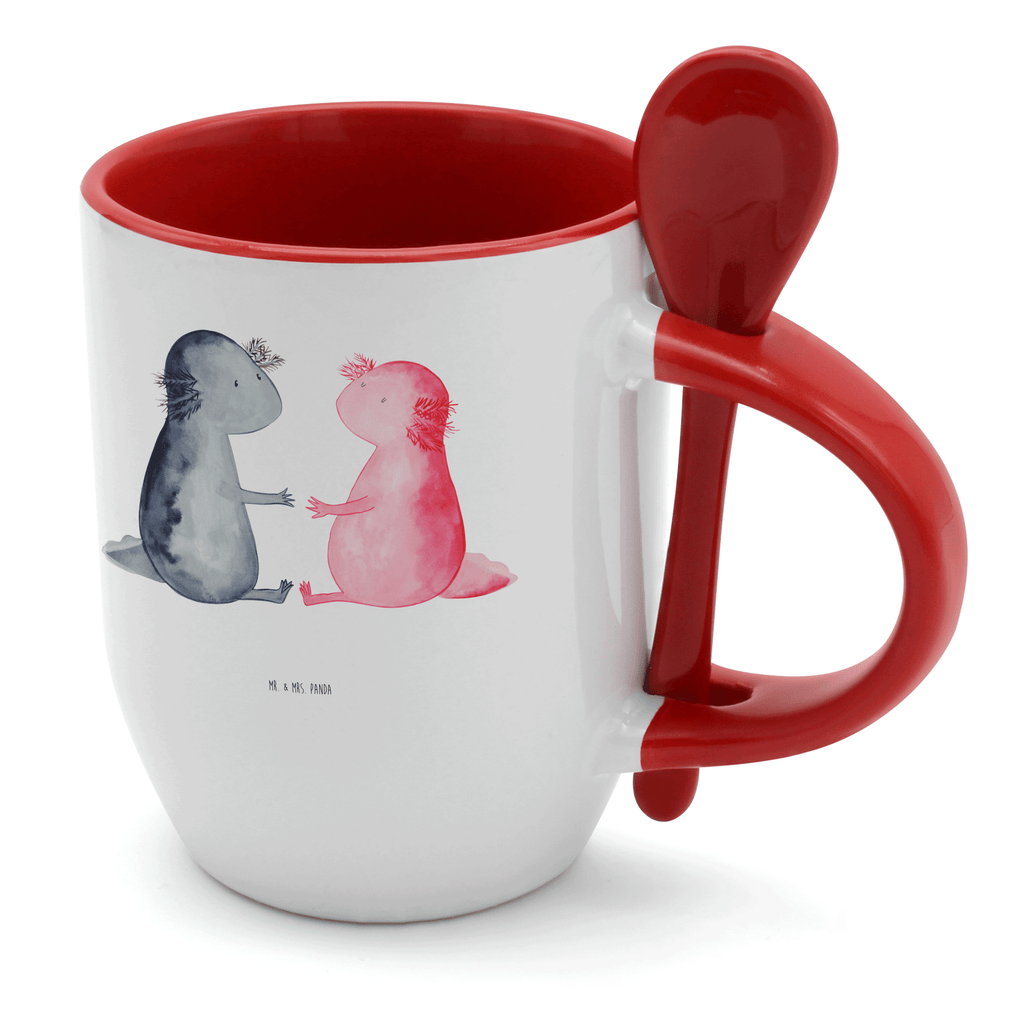 Tasse mit Löffel Axolotl Liebe Tasse, Kaffeetasse, Tassen, Tasse mit Spruch, Kaffeebecher, Tasse mit Löffel, Axolotl, Molch, Axolot, Schwanzlurch, Lurch, Lurche, Liebe, große Liebe, Liebesbeweis, Freund, Verlobter, Ehemann, Jahrestag, Valentinstag