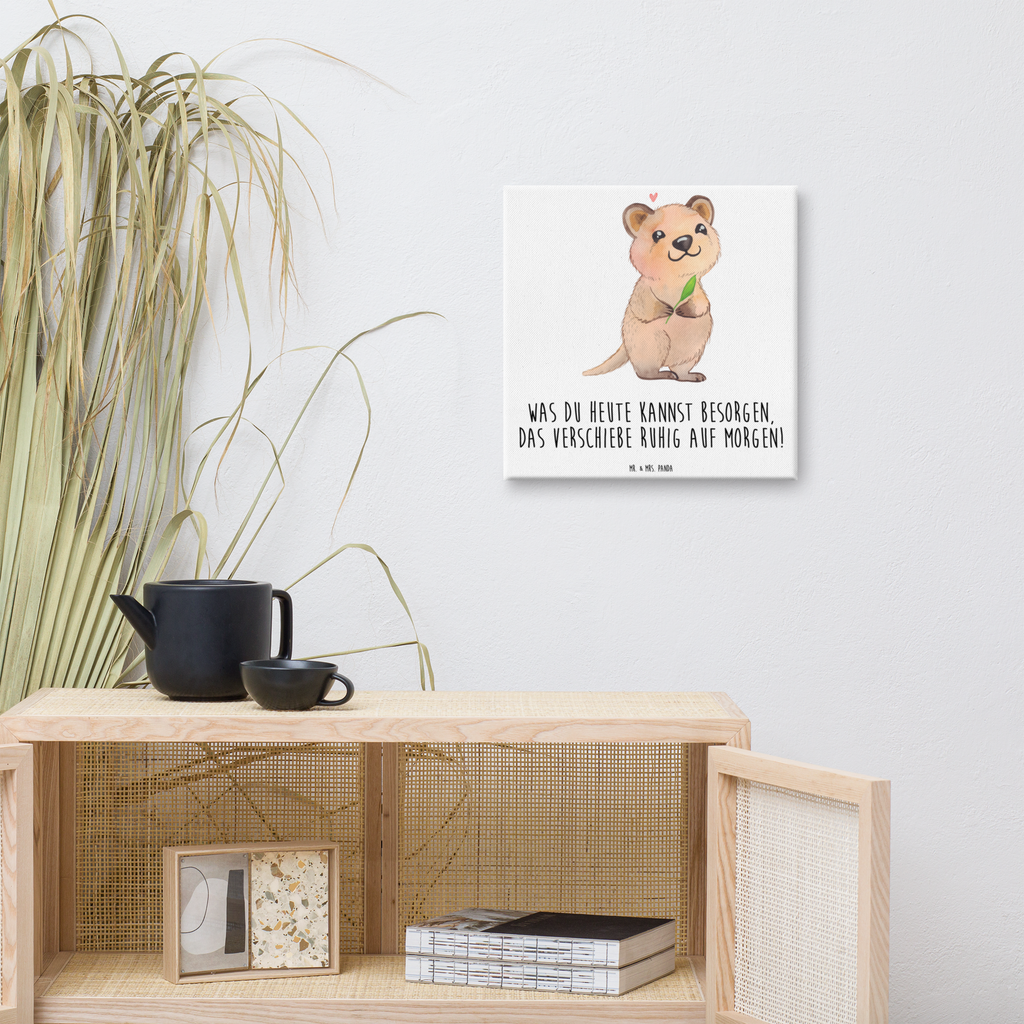 Leinwand Bild Quokka Happy Leinwand, Bild, Kunstdruck, Wanddeko, Dekoration, Tiermotive, Gute Laune, lustige Sprüche, Tiere, Quokka, Verschieben, Aufschieberitis, Lustiger Spruch, Niedliches Tier, Dinge erledigen