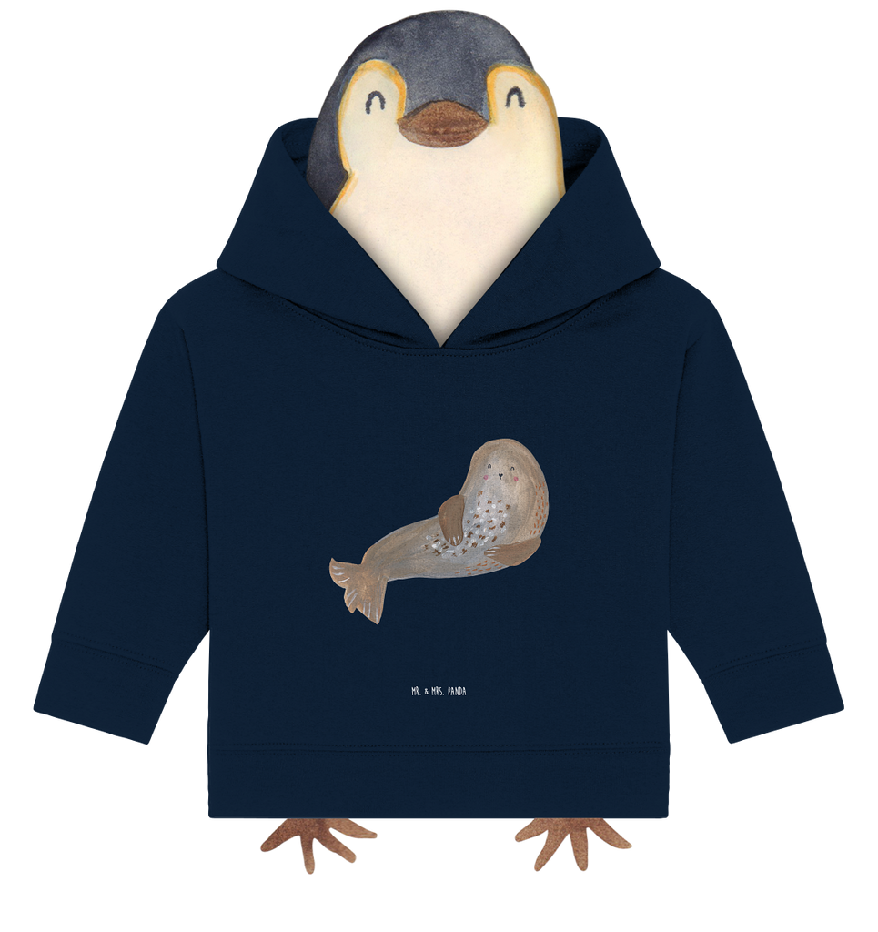 Organic Baby Hoodie Robbe Lachen Baby Kapuzenshirt, Baby Kapuzensweatshirt, Baby Hoodie, Baby Pullover, Tiermotive, Gute Laune, lustige Sprüche, Tiere, Robbe, Robben, Seehund, Strand, Meerestier, Ostsee, Nordsee