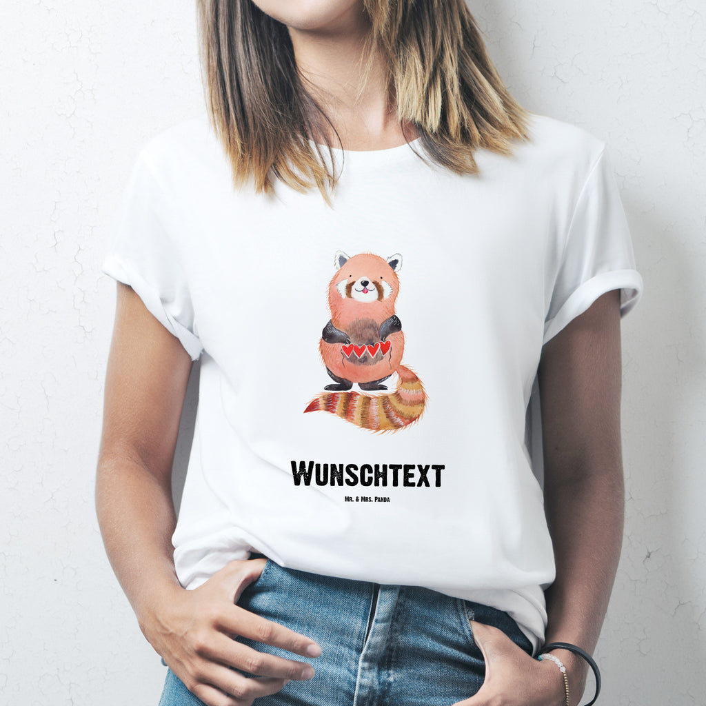 Personalisiertes T-Shirt Roter Panda T-Shirt Personalisiert, T-Shirt mit Namen, T-Shirt mit Aufruck, Männer, Frauen, Wunschtext, Bedrucken, Tiermotive, Gute Laune, lustige Sprüche, Tiere, Panda, Liebe, Rot, Herz, Liebling, Lieblingsmensch