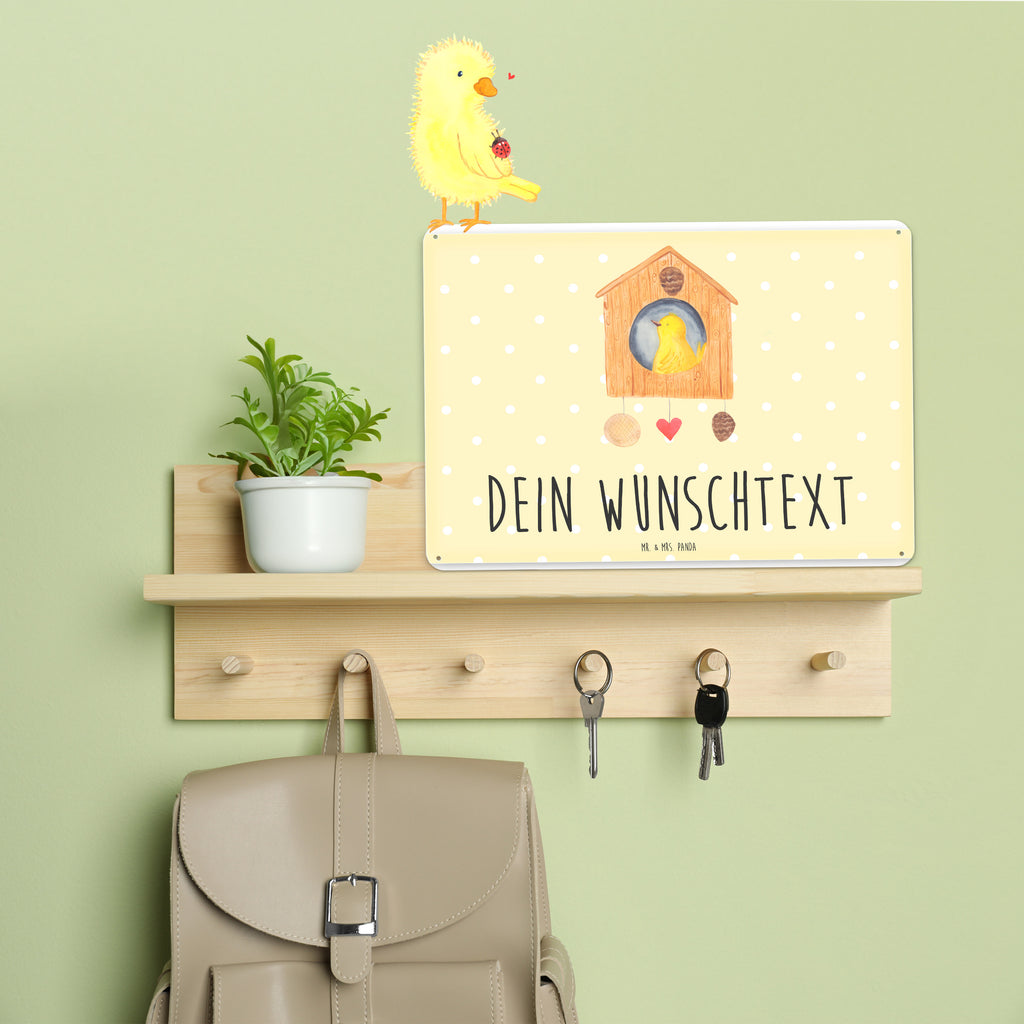 Personalisiertes Blechschild Vogelhaus Home Blechschild, Metallschild, Geschenk Schild, Schild, Magnet-Metall-Schild, Deko Schild, Wandschild, Wand-Dekoration, Türschild, Tiermotive, Gute Laune, lustige Sprüche, Tiere, Vogelhaus, Vogel, Home sweet Home, Einzug, Umzug, Geschenk, Einzugsgeschenk, Hausbau, Haus