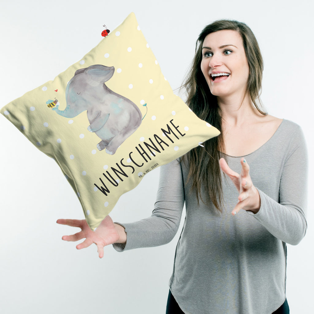 Personalisiertes Kissen Elefant & Biene Kissen, personalisiert, Name, Wunschname, bedrucken, Kopfkissen, Tiermotive, Gute Laune, lustige Sprüche, Tiere, Elefant, Biene, Liebe, Liebesbeweis, Jahrestag, Liebesgeschenk, Heiratsantrag, Hochzeitsgeschenk, Liebesspruch