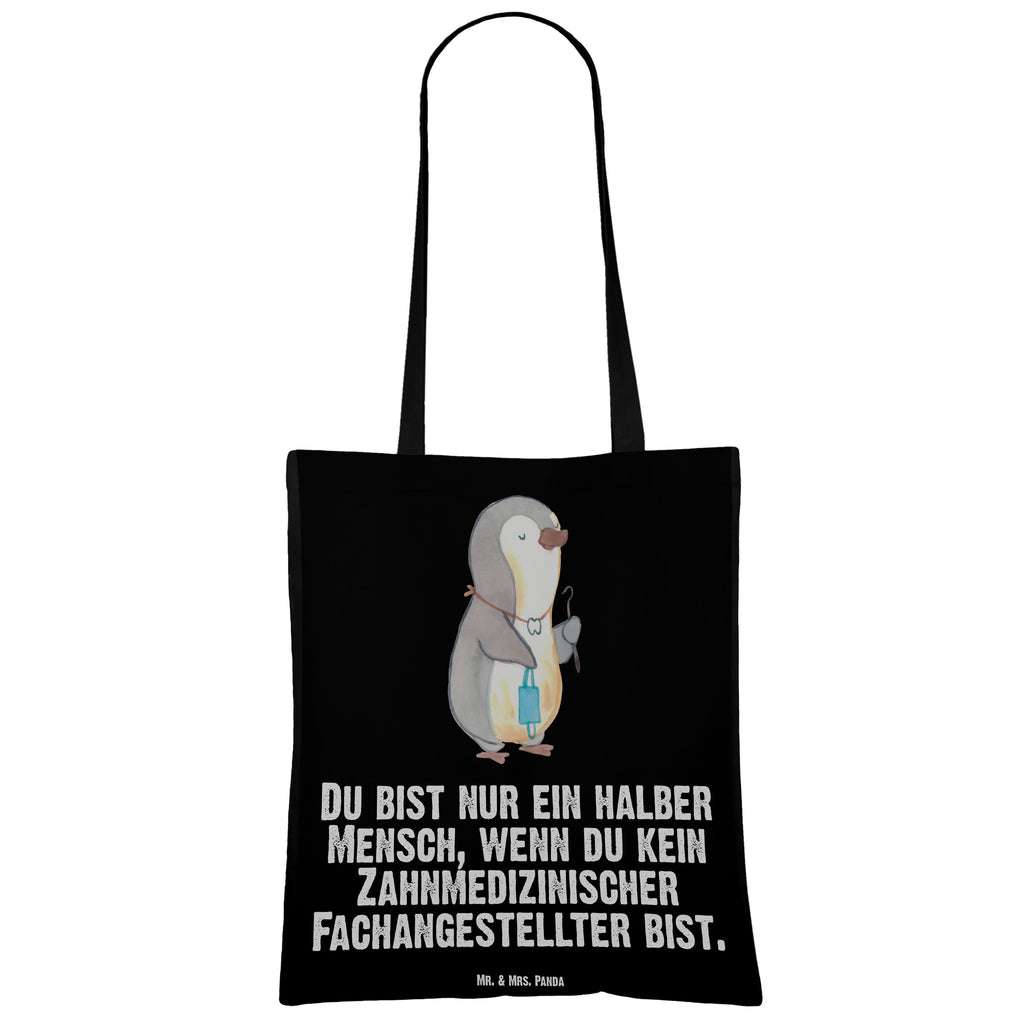 Tragetasche Zahnmedizinischer Fachangestellter mit Herz Beuteltasche, Beutel, Einkaufstasche, Jutebeutel, Stoffbeutel, Tasche, Shopper, Umhängetasche, Strandtasche, Schultertasche, Stofftasche, Tragetasche, Badetasche, Jutetasche, Einkaufstüte, Laptoptasche, Beruf, Ausbildung, Jubiläum, Abschied, Rente, Kollege, Kollegin, Geschenk, Schenken, Arbeitskollege, Mitarbeiter, Firma, Danke, Dankeschön